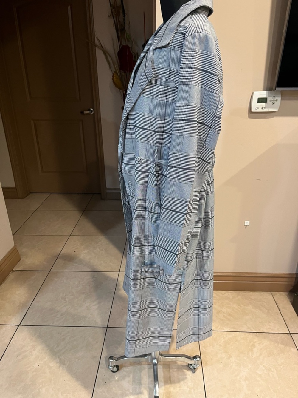 J.O.A. Gray Plaid Trench Coat - Picture 6 of 11
